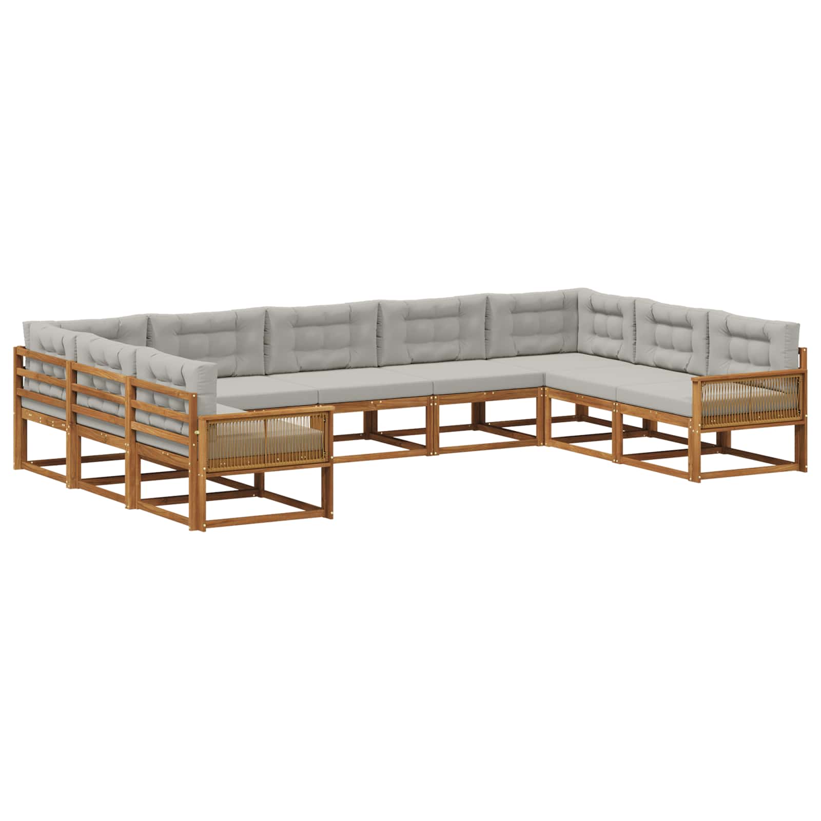 Set di divani da esterno 9 pcs Naturale e Grigio Chiaro | homemem39