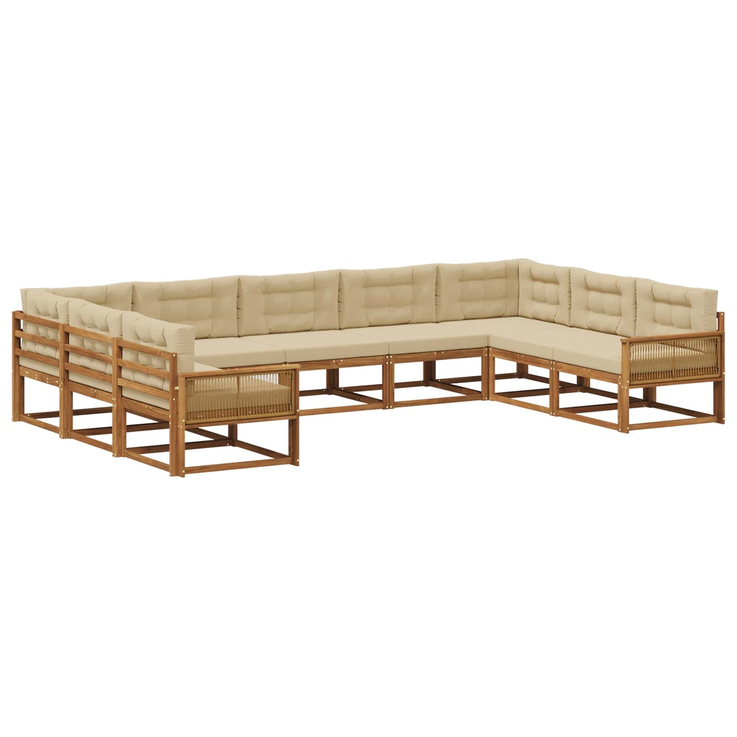Set di divani da esterno con cuscino 9 pcs Naturale e Beige