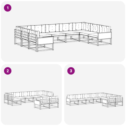 Set di divani da esterno con cuscino 9 pcs Naturale e Beige | homemem39