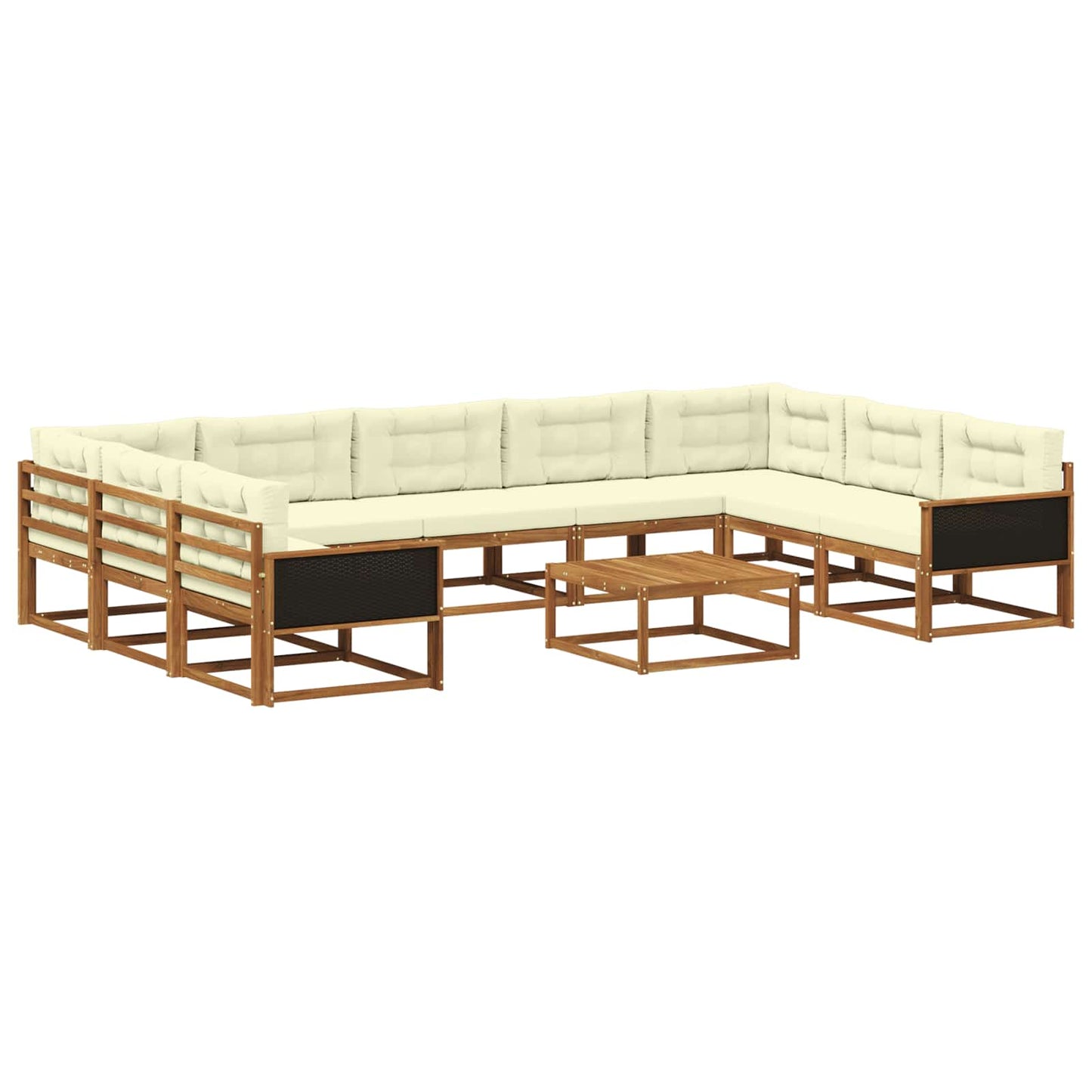 Set di divani da esterno con cuscino 10 pcs Naturale e Crema
