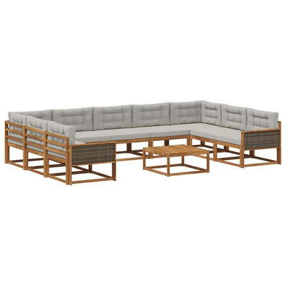 Set di divani da esterno 10 pcs Naturale e Grigio Chiaro | homemem39