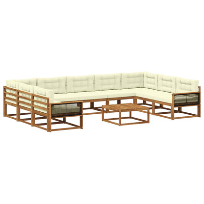 Set di divani da esterno con cuscino 10 pcs Naturale e Crema