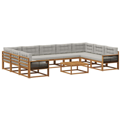 Set di divani da esterno 10 pcs Naturale e Grigio Chiaro