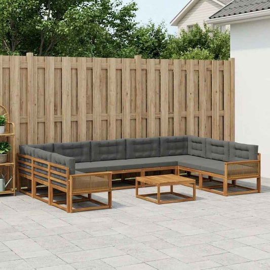 Set di divani da esterno 10 pcs Naturale e Antracite
