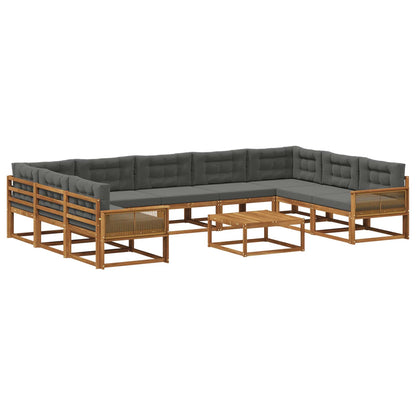 Set di divani da esterno 10 pcs Naturale e Antracite | homemem39