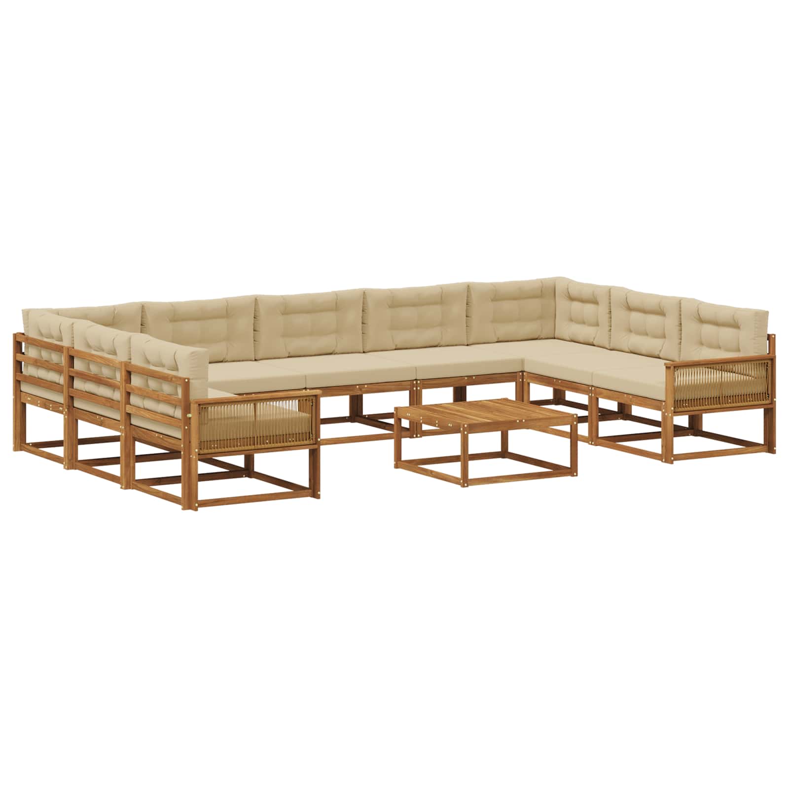 Set di divani da esterno con cuscino 10 pcs Naturale e Beige | homemem39