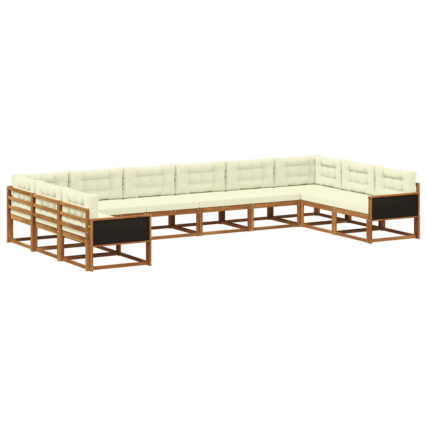Set di divani da esterno con cuscino 10 pcs Naturale e Crema