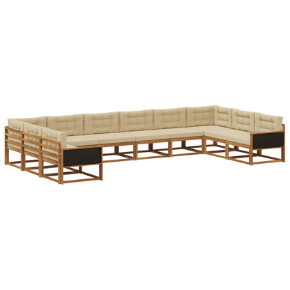 Set di divani da esterno con cuscino 10 pcs Naturale e Beige | homemem39
