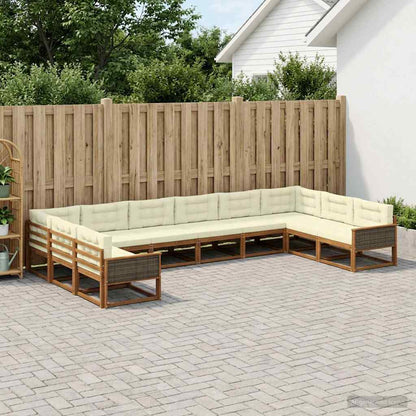 Set di divani da esterno con cuscino 10 pcs Naturale e Crema