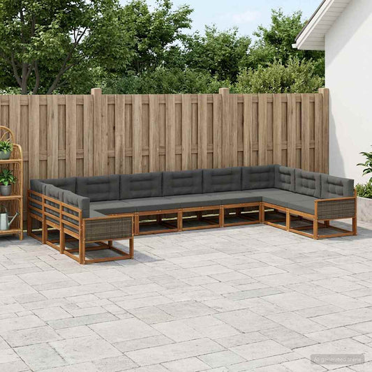 Set di divani da esterno 10 pcs Naturale e Antracite