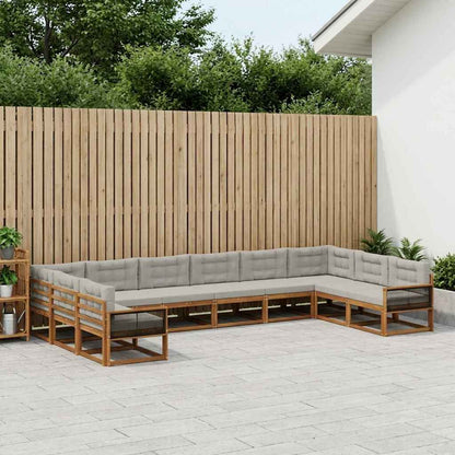 Set di divani da esterno 10 pcs Naturale e Grigio Chiaro | homemem39