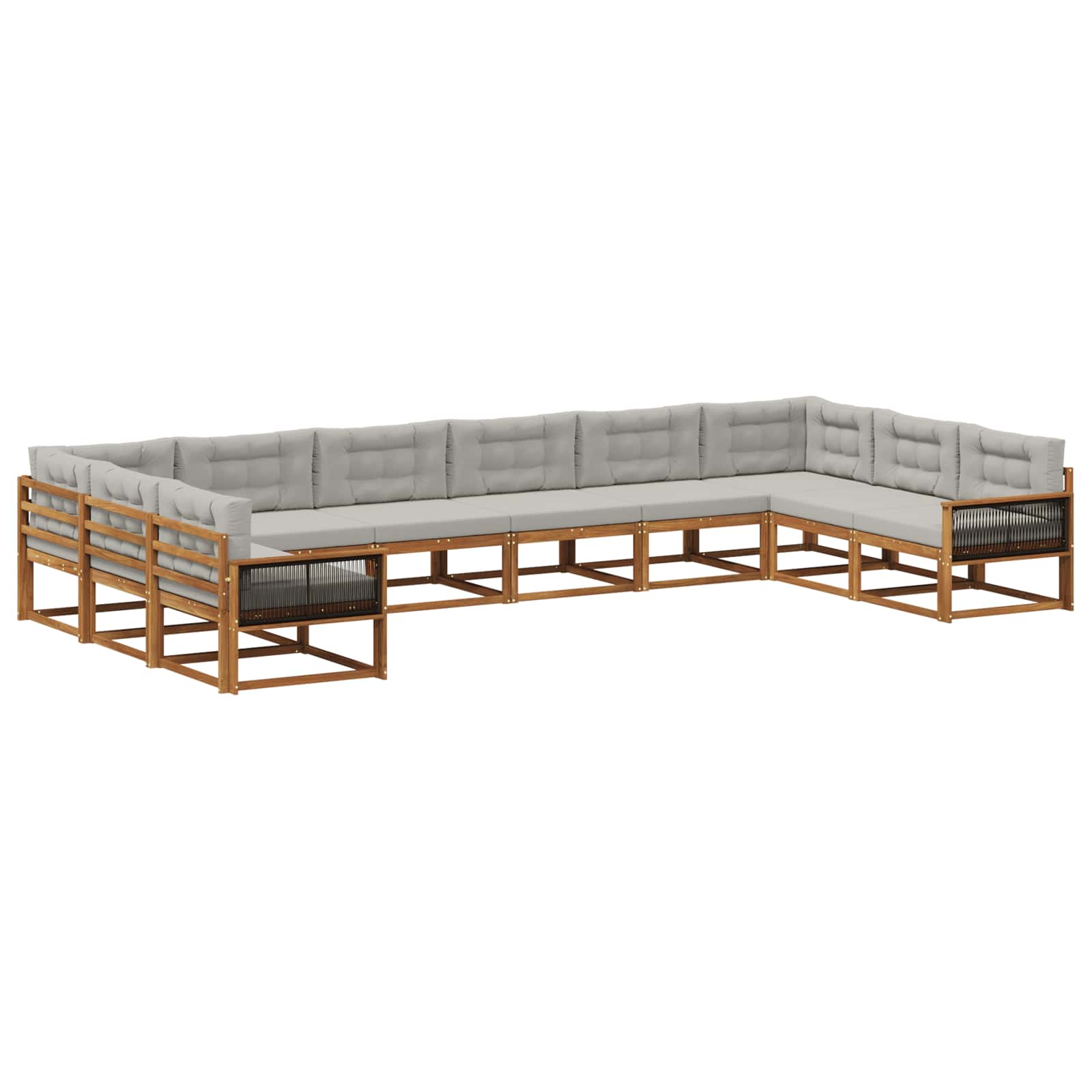 Set di divani da esterno 10 pcs Naturale e Grigio Chiaro | homemem39