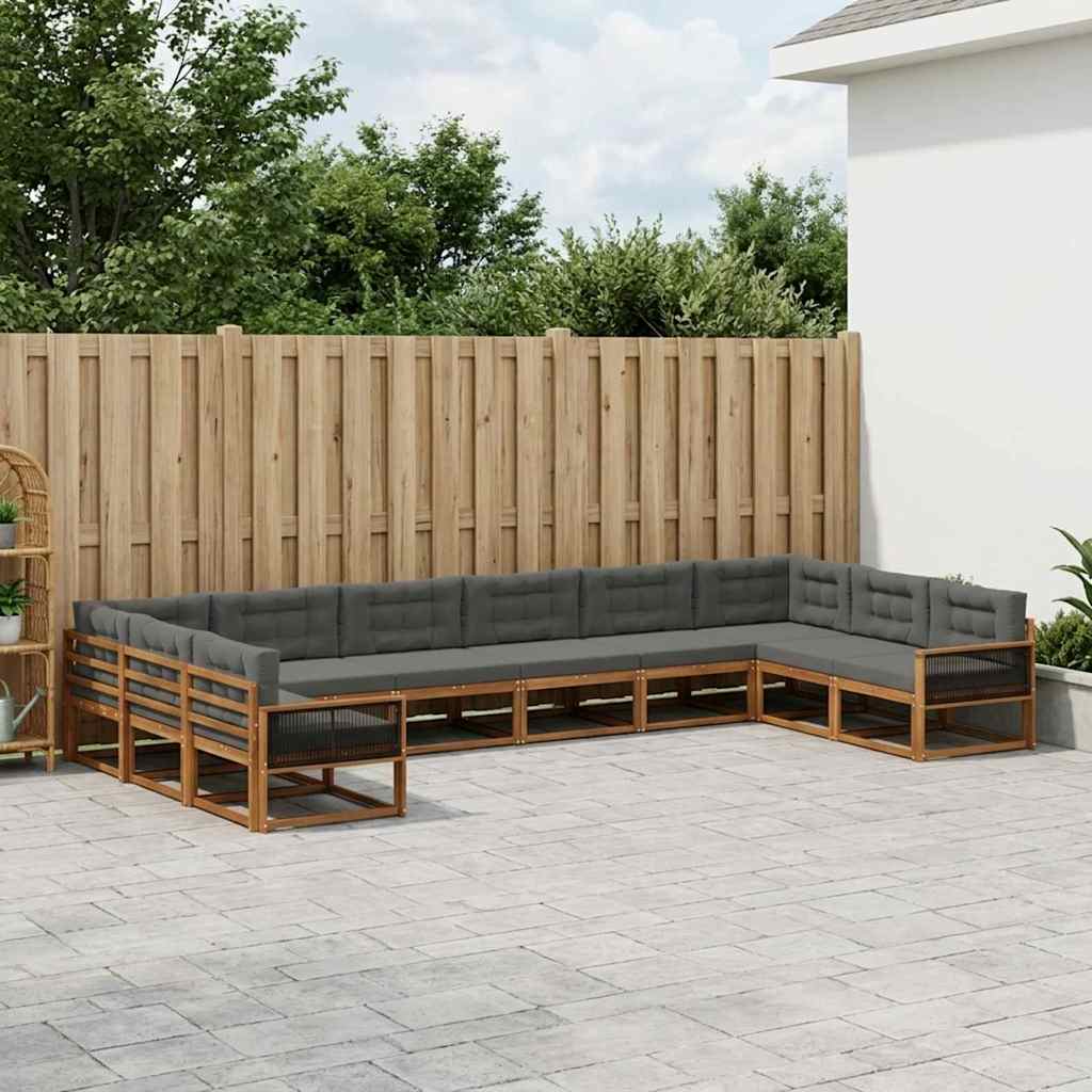 Set di divani da esterno 10 pcs Naturale e Antracite