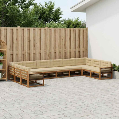 Set di divani da esterno con cuscino 10 pcs Naturale e Beige