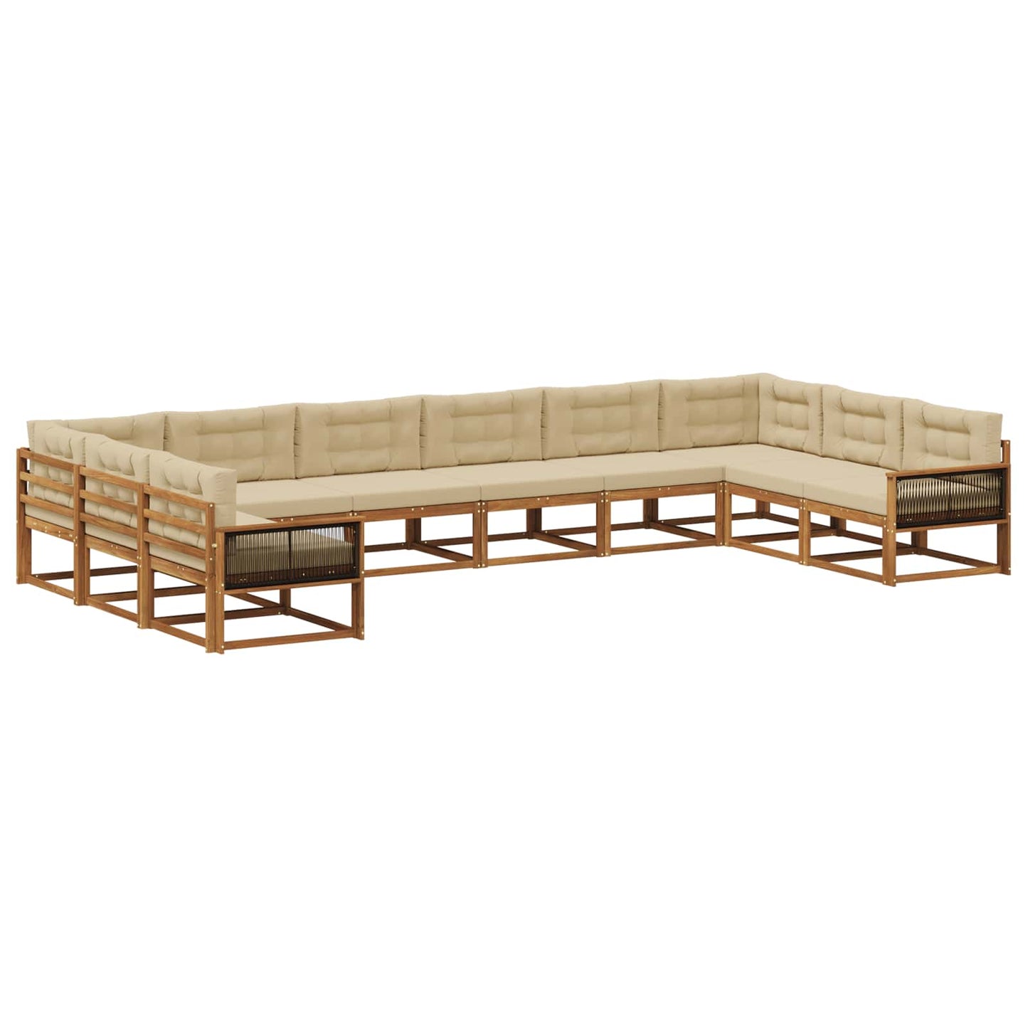 Set di divani da esterno con cuscino 10 pcs Naturale e Beige | homemem39