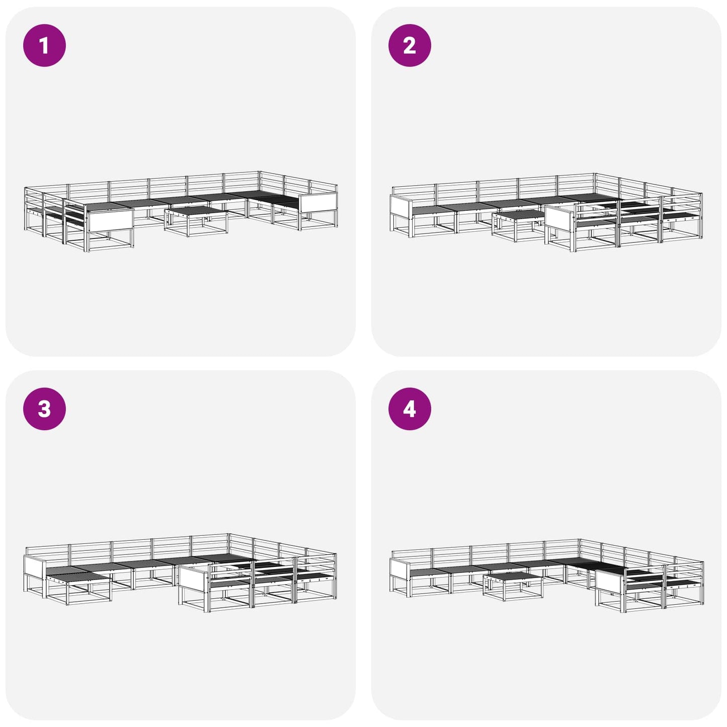 Set di divani da esterno 11 pcs Naturale