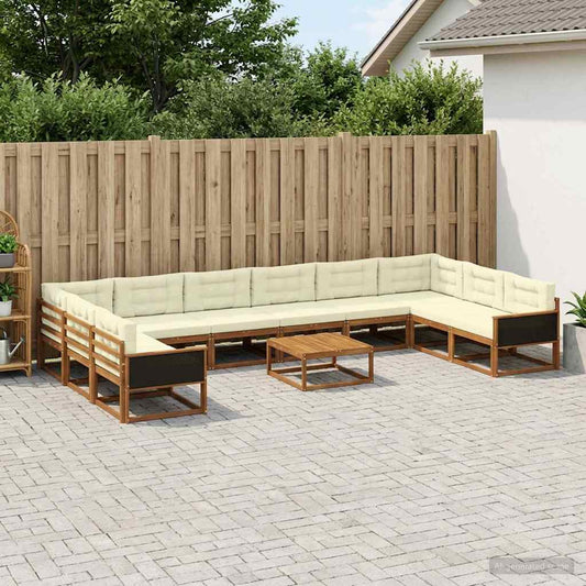 Set di divani da esterno con cuscino 11 pcs Naturale e Crema