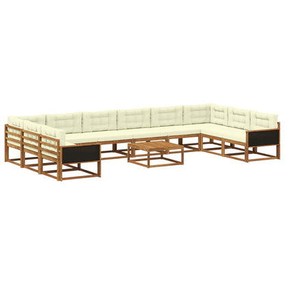 Set di divani da esterno con cuscino 11 pcs Naturale e Crema