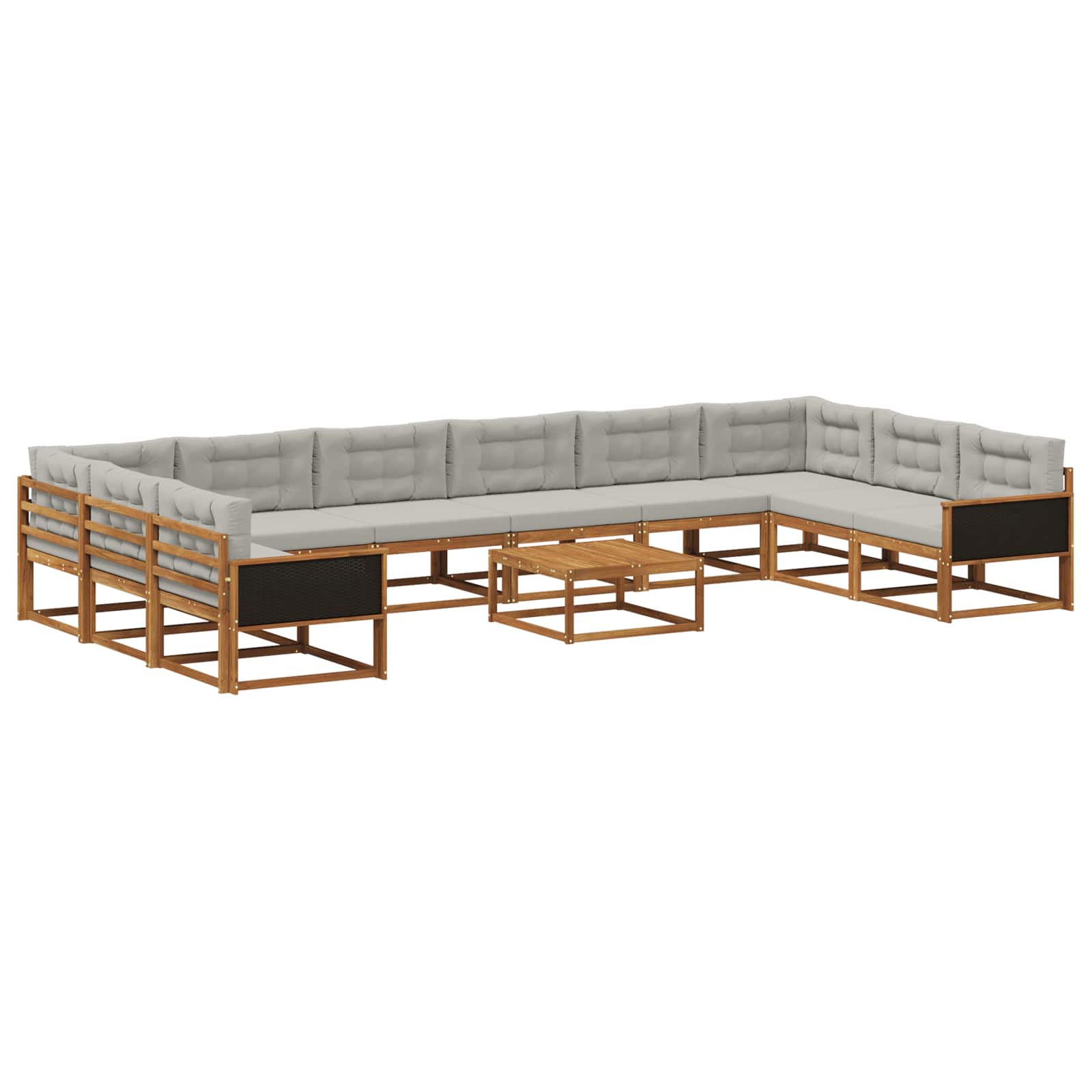 Set di divani da esterno 11 pcs Naturale e Grigio Chiaro | homemem39