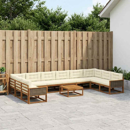Set di divani da esterno con cuscino 11 pcs Naturale e Crema