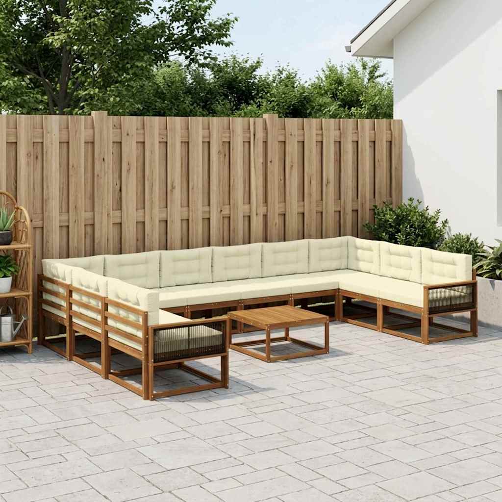 Set di divani da esterno con cuscino 11 pcs Naturale e Crema