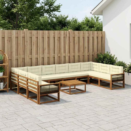 Set di divani da esterno con cuscino 11 pcs Naturale e Crema