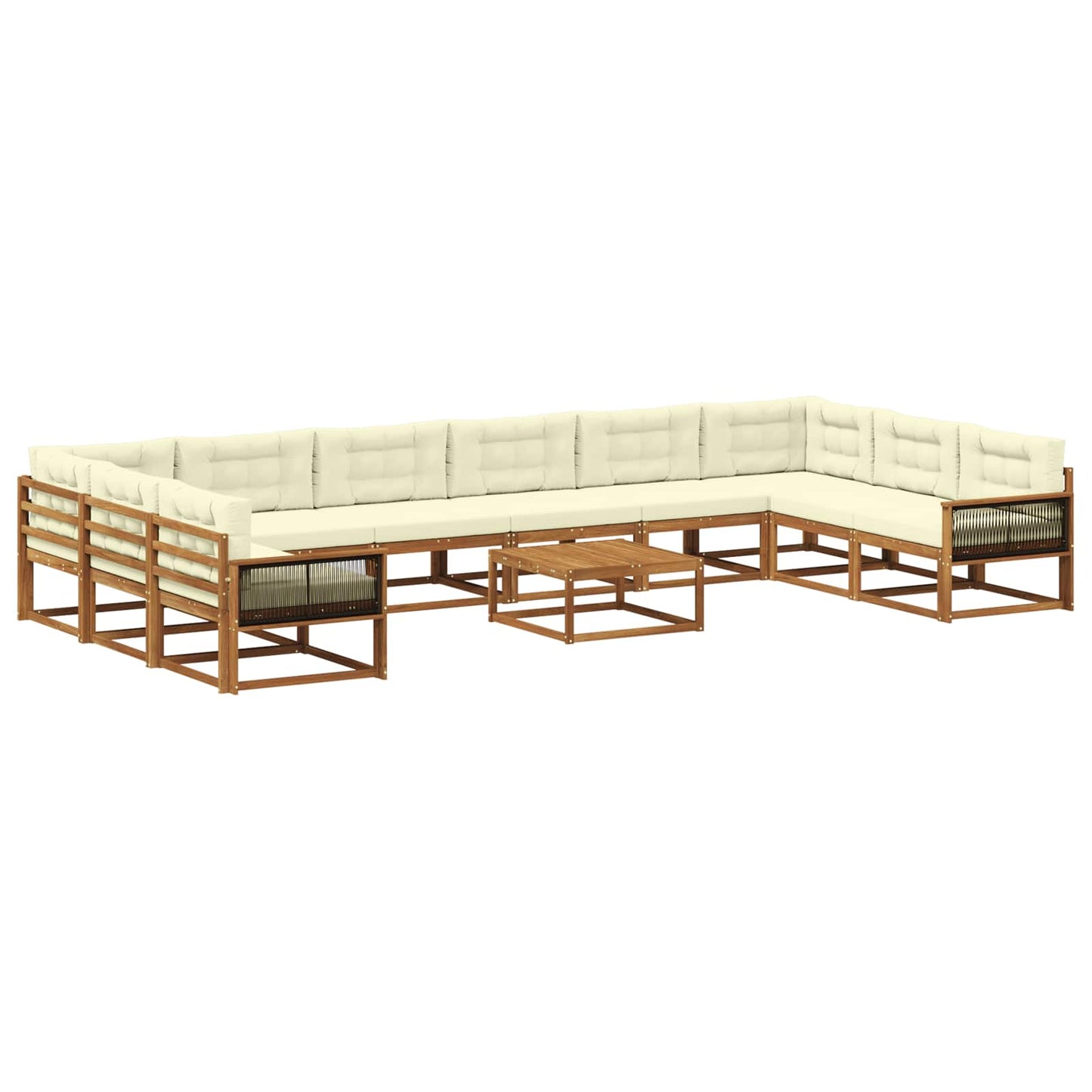 Set di divani da esterno con cuscino 11 pcs Naturale e Crema