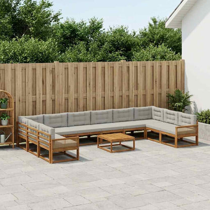 Set di divani da esterno 11 pcs Naturale e Grigio Chiaro