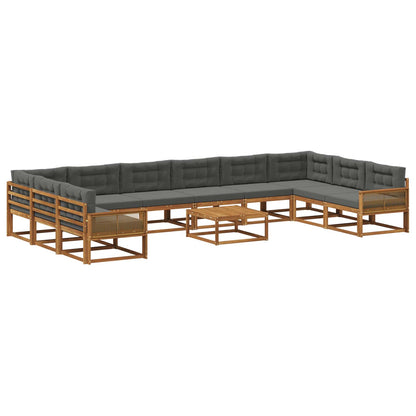 Set di divani da esterno 11 pcs Naturale e Antracite