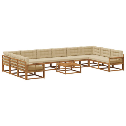 Set di divani da esterno con cuscino 11 pcs Naturale e Beige