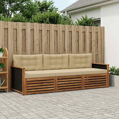 Set di divani da esterno 3 pcs Naturale e Beige Poliestere | homemem39