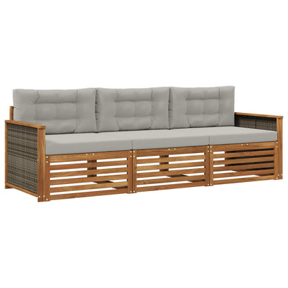 Set di divani da esterno 3 pcs Naturale e Grigio Chiaro | homemem39