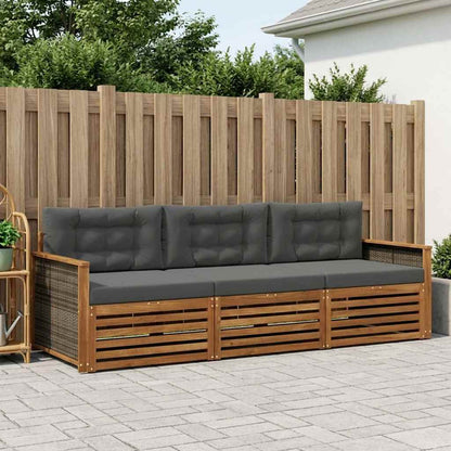 Set di divani da esterno con cuscino 3 pcs Naturale e Antracite | homemem39