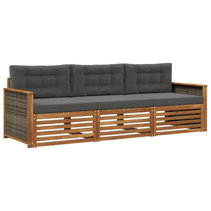 Set di divani da esterno con cuscino 3 pcs Naturale e Antracite | homemem39