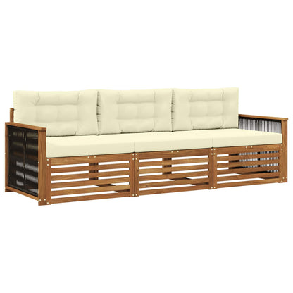 Set di divani da esterno con cuscino 3 pcs Naturale e Crema