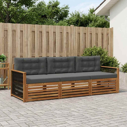 Set di divani da esterno con cuscino 3 pcs Naturale e Antracite