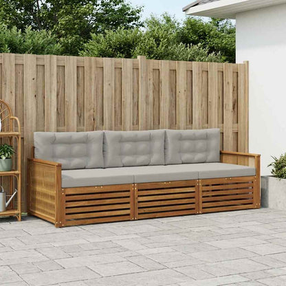 Set di divani da esterno 3 pcs Naturale e Grigio Chiaro