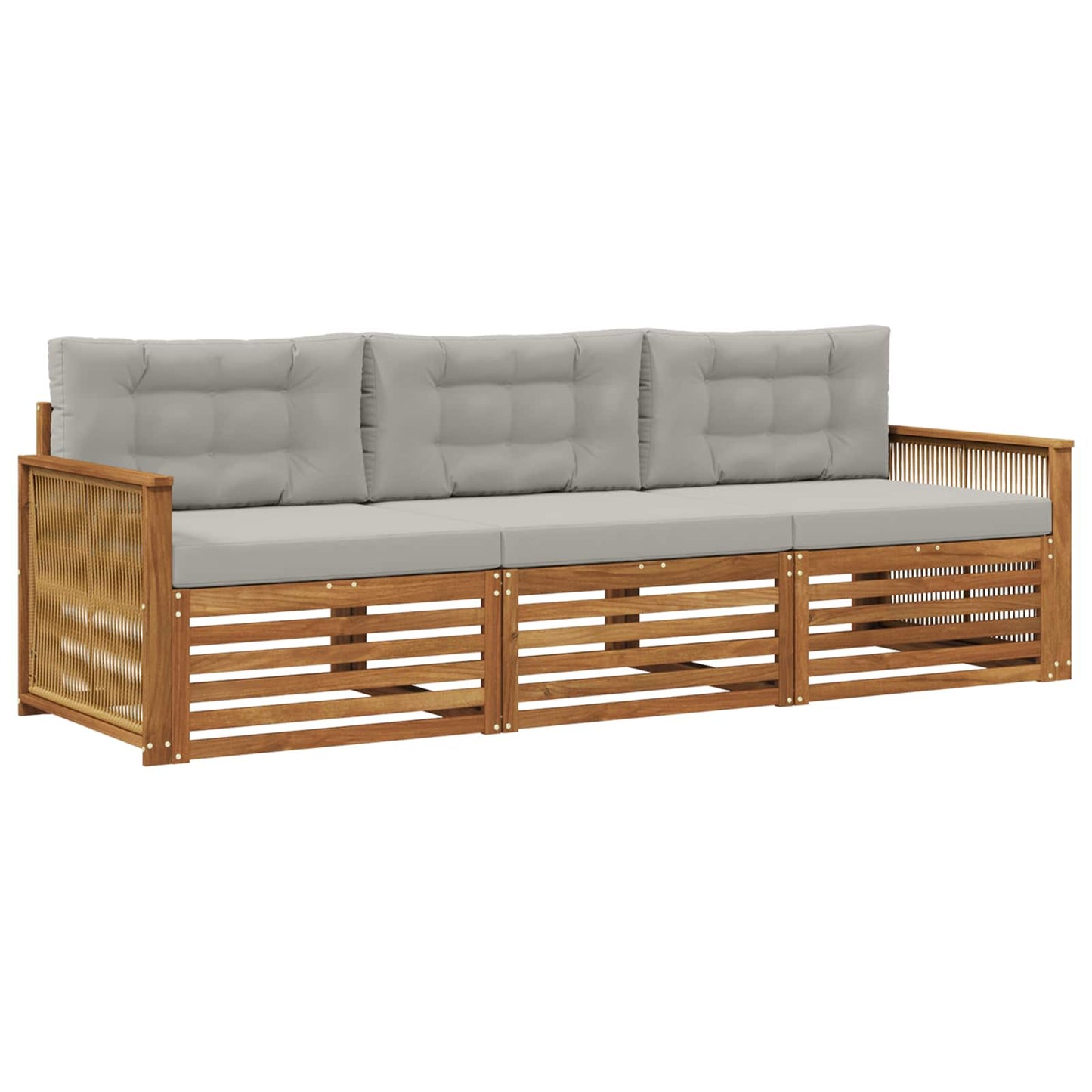 Set di divani da esterno 3 pcs Naturale e Grigio Chiaro