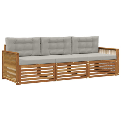 Set di divani da esterno 3 pcs Naturale e Grigio Chiaro