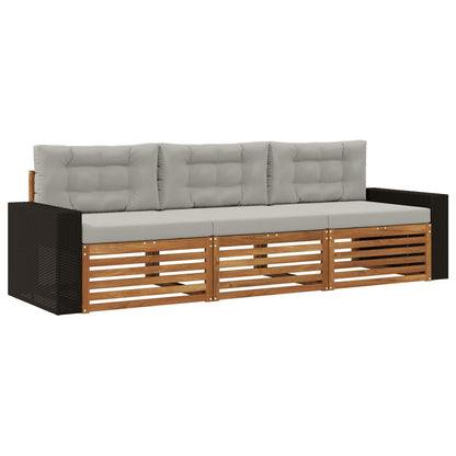 Set di divani da esterno 3 pcs Naturale e Grigio Chiaro | homemem39