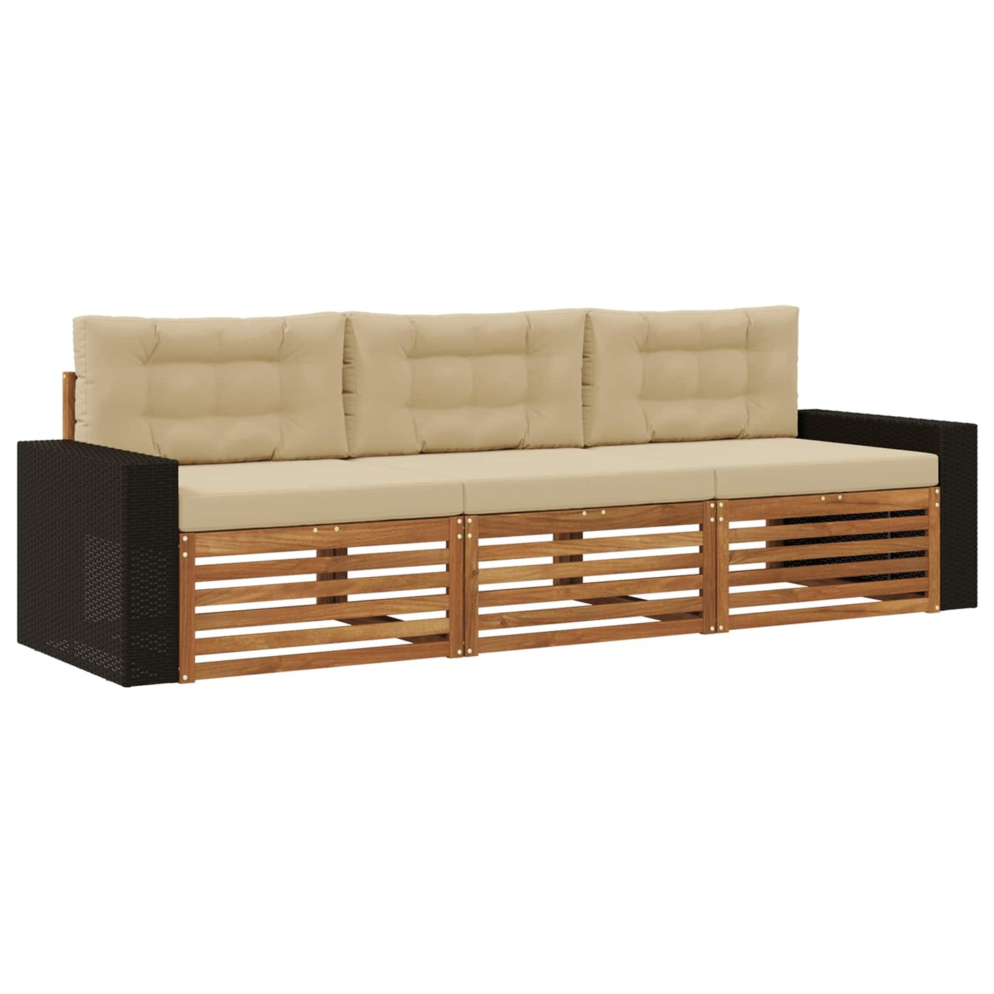 Set di divani da esterno 3 pcs Naturale e Beige Poliestere | homemem39
