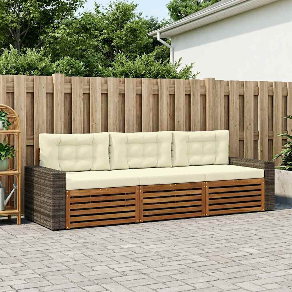 Set di divani da esterno 3 pcs Naturale e Crema Poliestere | homemem39