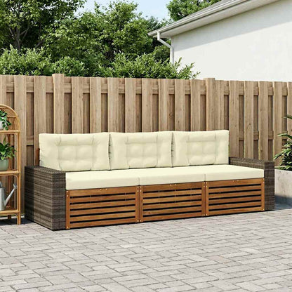 Set di divani da esterno 3 pcs Naturale e Crema Poliestere | homemem39