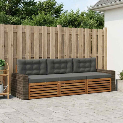 Set di divani da esterno 3 pcs Naturale e Antracite Poliestere | homemem39