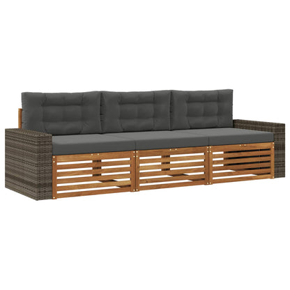 Set di divani da esterno 3 pcs Naturale e Antracite Poliestere | homemem39