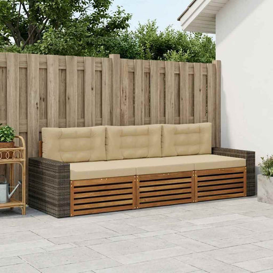 Set di divani da esterno 3 pcs Naturale e Beige Poliestere | homemem39