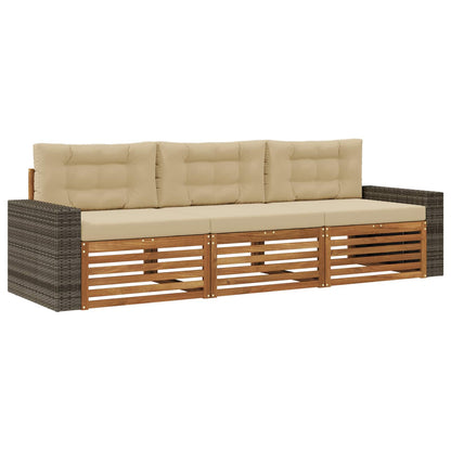 Set di divani da esterno 3 pcs Naturale e Beige Poliestere | homemem39