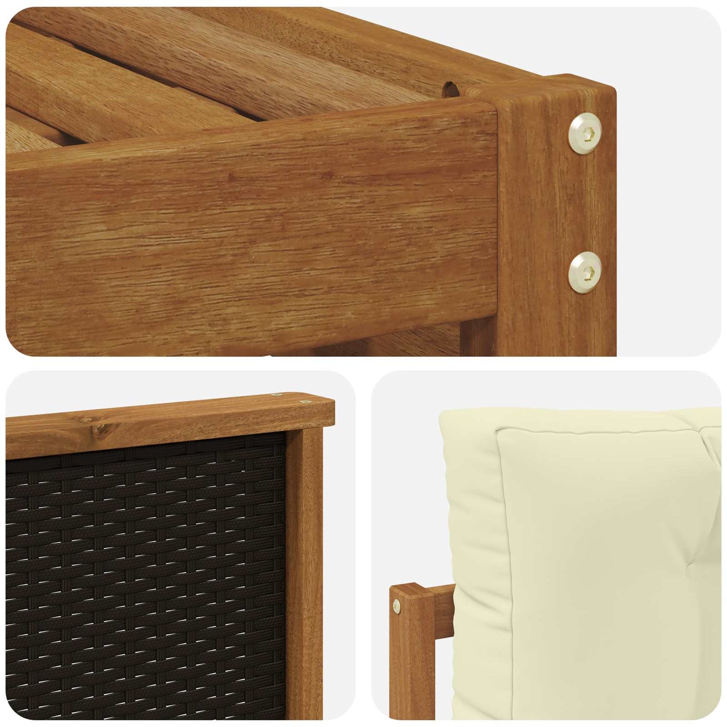 Set di divani da esterno con cuscino 5 pcs Naturale e Crema | homemem39