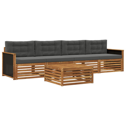Set di divani da esterno con cuscino 5 pcs Naturale e Antracite | homemem39
