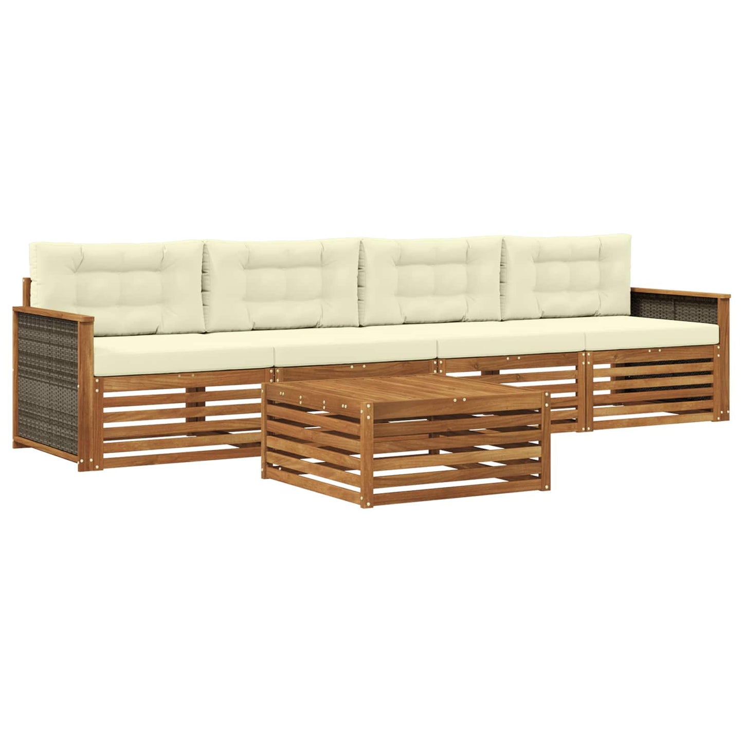 Set di divani da esterno con cuscino 5 pcs Naturale e Crema | homemem39